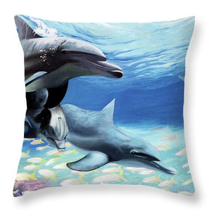 Blue Dolphins - Throw Pillow