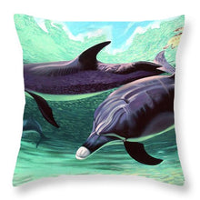 Load image into Gallery viewer, Dolphins and Turtle - Throw Pillow