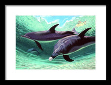 Load image into Gallery viewer, Dolphins and Turtle - Framed Print