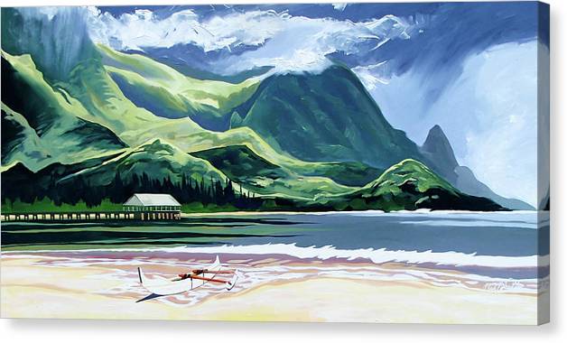 Hanalei Canoe and Pier - Canvas Print