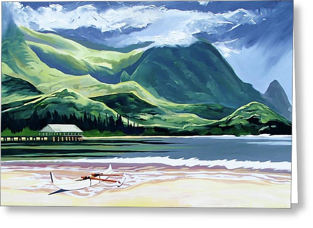 Hanalei Canoe And Pier - Greeting Card