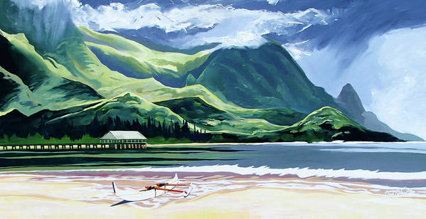 Hanalei Canoe and Pier - Art Print