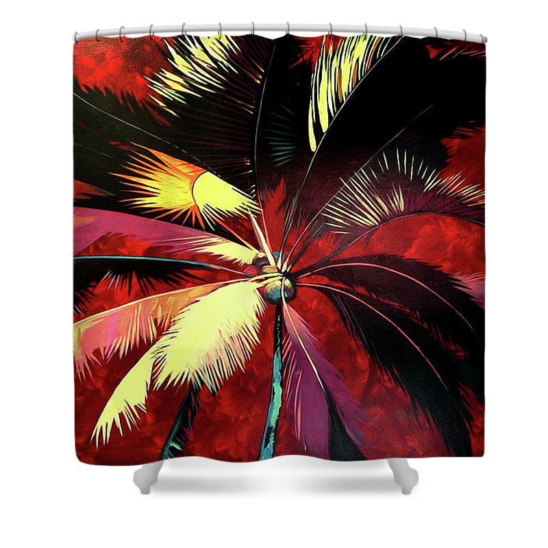 Maroon Palm - Shower Curtain
