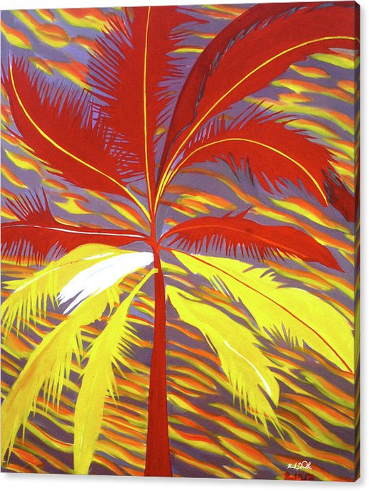 Sunset Red Palm - Canvas Print
