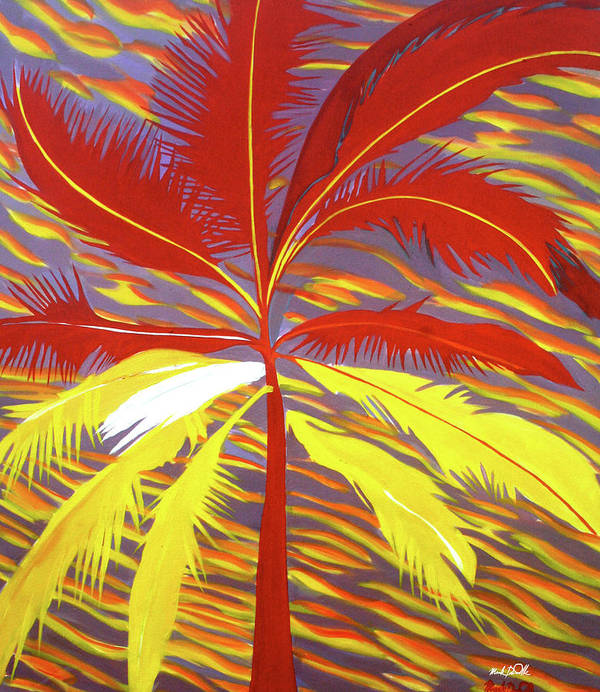Sunset Red Palm - Art Print